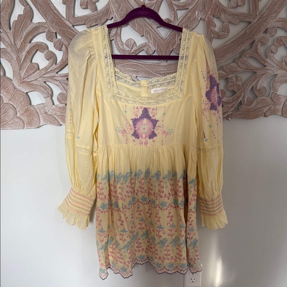 Yellow Floral LoveShack Fancy Mini Dress